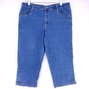 Living Planet Cut Cuff Jean Capri Women Size 14 Mid Rise Denim Casual Pants